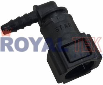 CONECTOR RAPIDO ROYALTEK 5/16 X 1/4 / CONECTOR QUICK PARA MANGUERA DE INYECCION / A 90 GRADOS -- VENTA DE A 5 UNIDADES ---